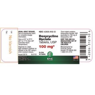 DOXYCYCLINE HYCLATE 100MG TAB 50