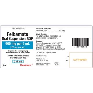 FELBAMATE 600MG-5ML SUS 237 ML