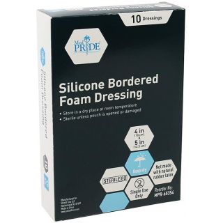 MEDPRIDE SILICON BORDER FOAM 4X5 10/BX [MPR65354]